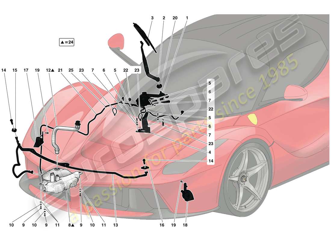 ferrari laferrari (usa) essuie-glace, rondelle glace et klaxons schéma des pièces