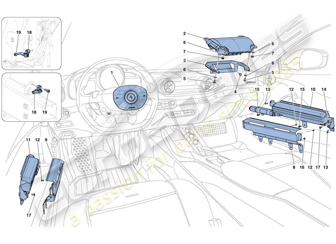 ferrari 812 superfast (rhd) diagramme des pièces des airbags