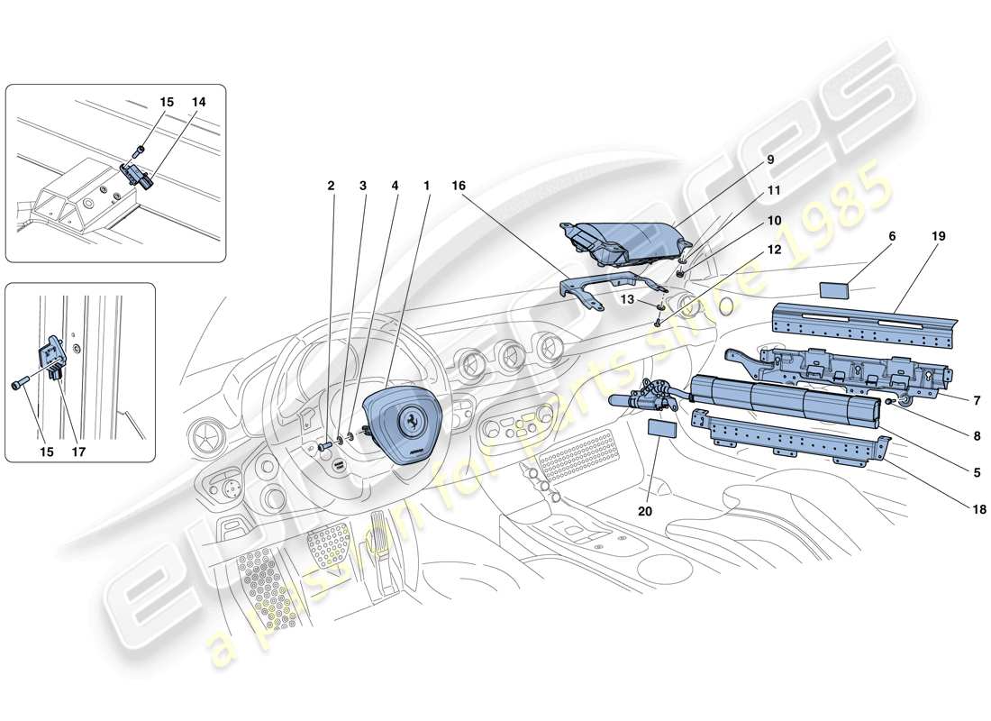 ferrari f12 tdf (rhd) diagramme des pièces des airbags