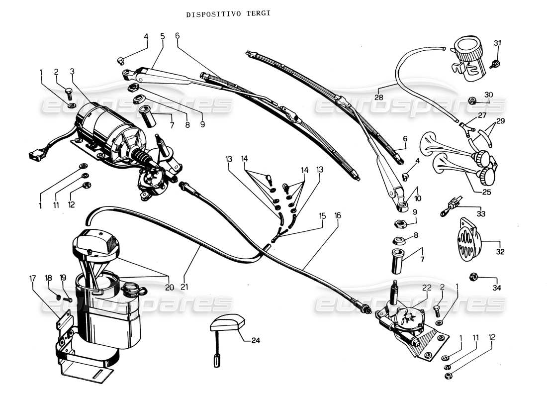 lamborghini espada wiper system (ireland) part diagram