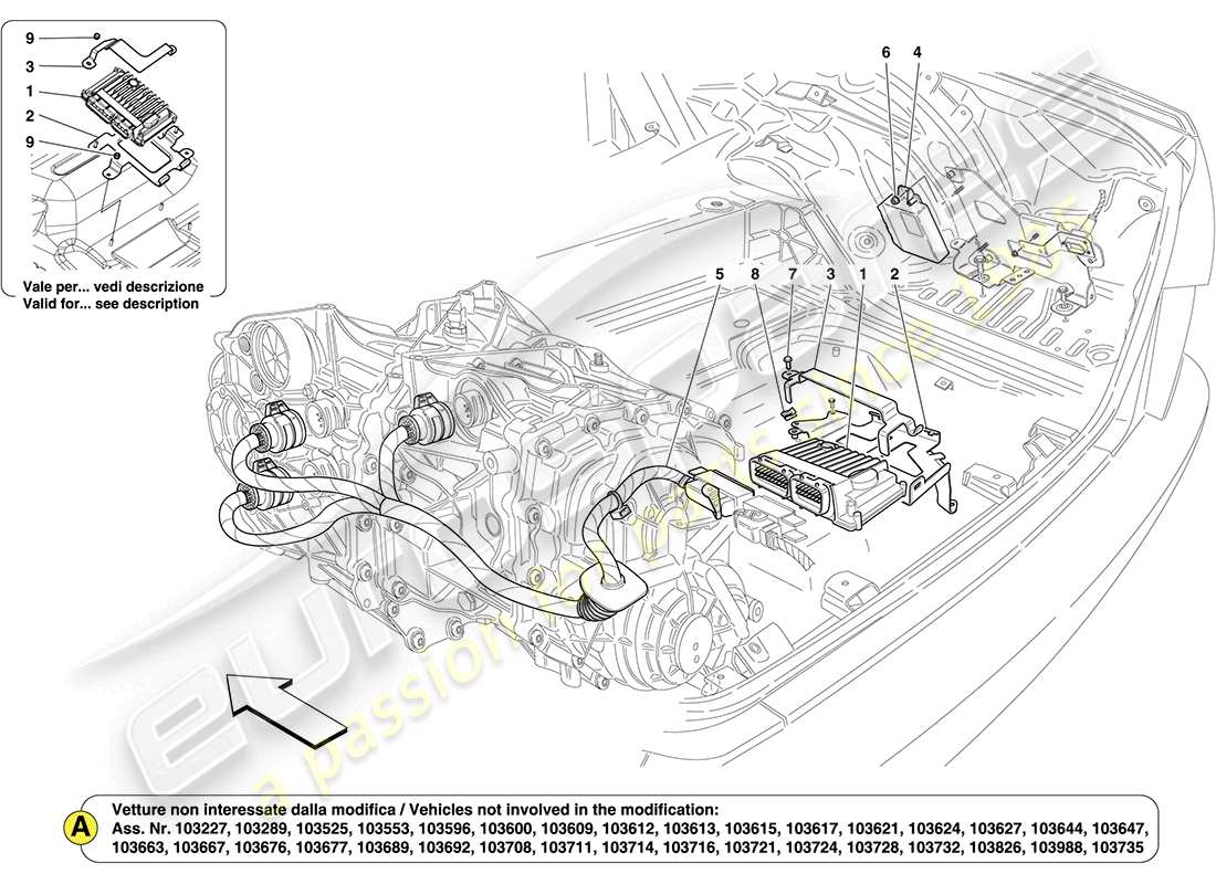 ferrari california (usa) calculateurs de coffre à bagages schéma des pièces