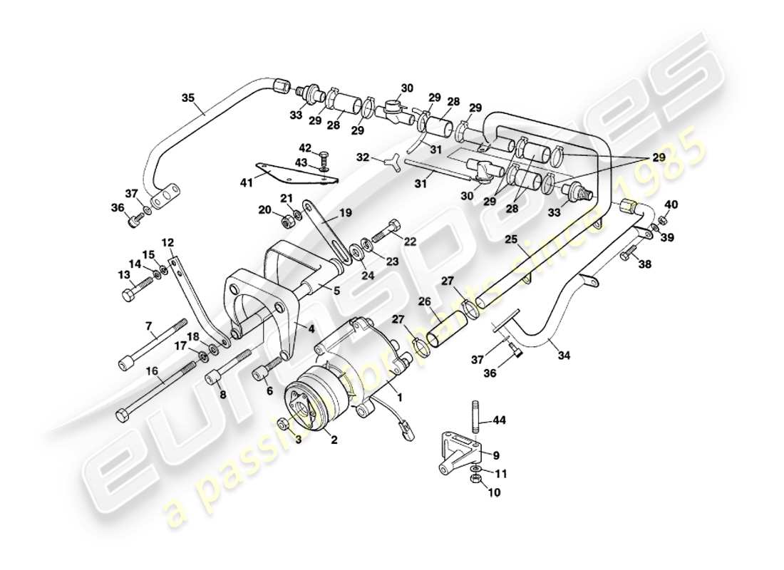 aston martin v8 coupe (1999) schéma des pièces du système d'injection d'air secondaire