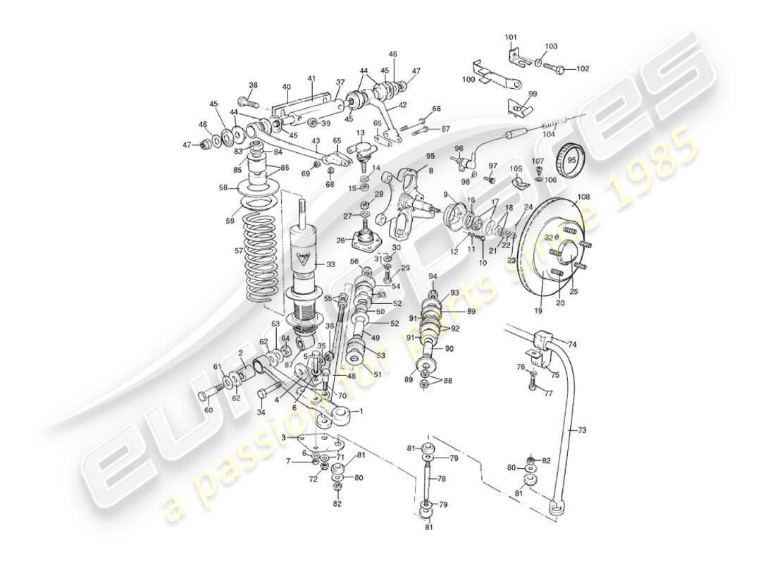 aston martin v8 virage (1999) suspension avant schéma des pièces