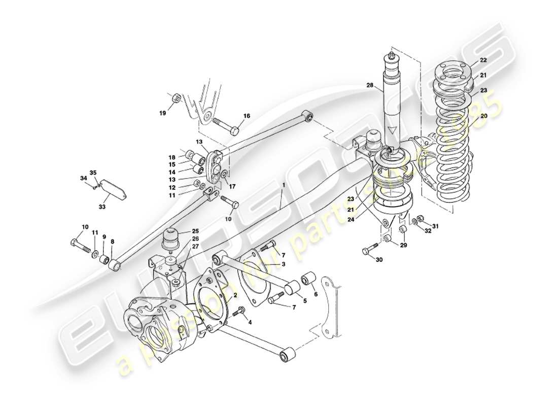 aston martin v8 coupe (1999) suspension arrière schéma des pièces