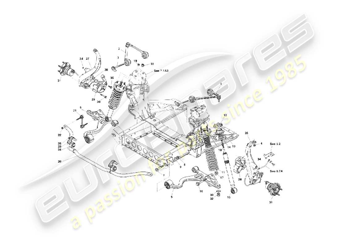 aston martin vanquish (2004) suspension et direction schéma des pièces