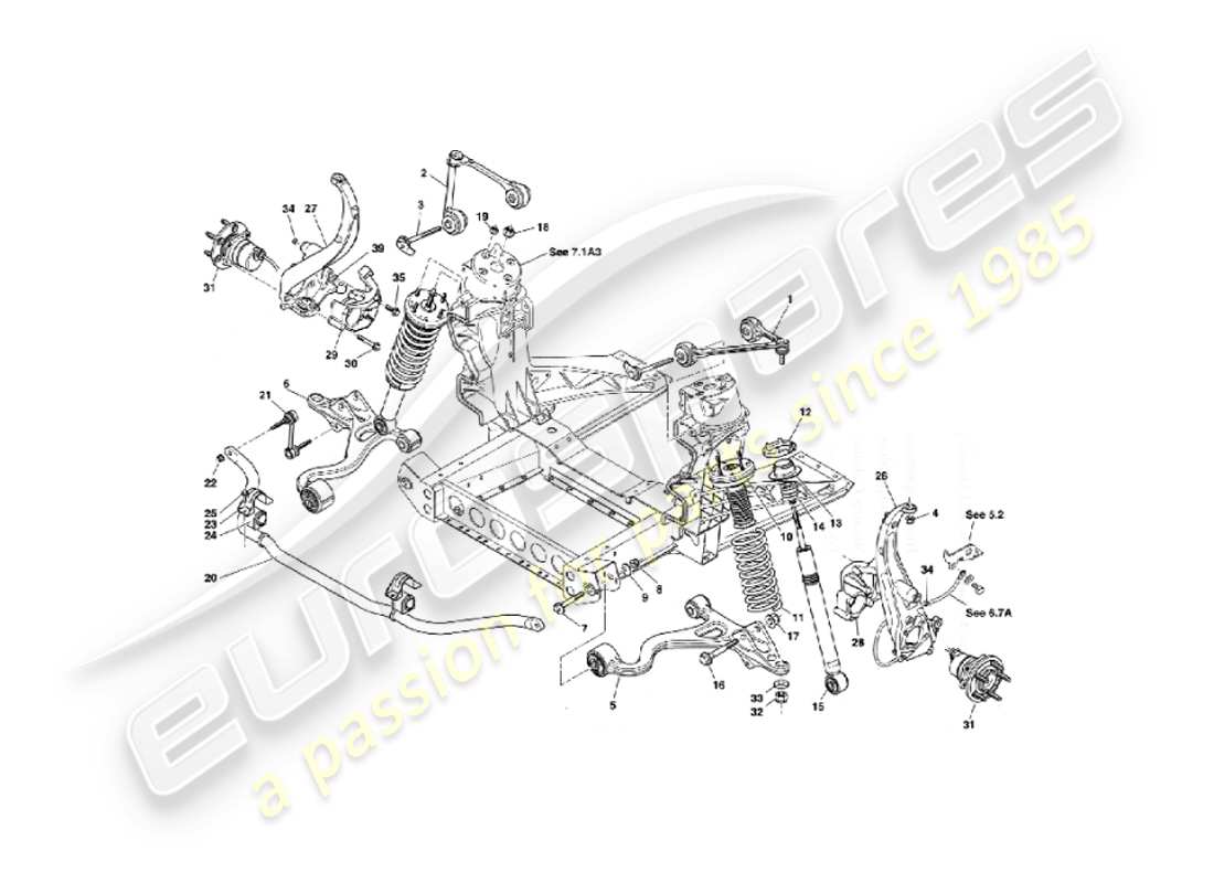 aston martin vanquish (2003) suspension avant schéma des pièces