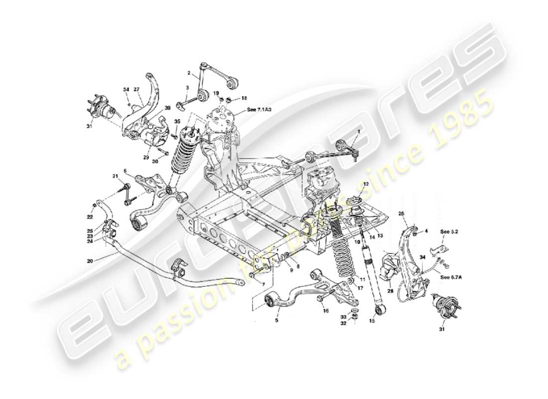 aston martin vanquish (2006) suspension avant schéma des pièces