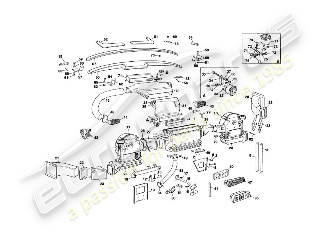 aston martin v8 coupe (1999) schéma des pièces d'installation intérieure