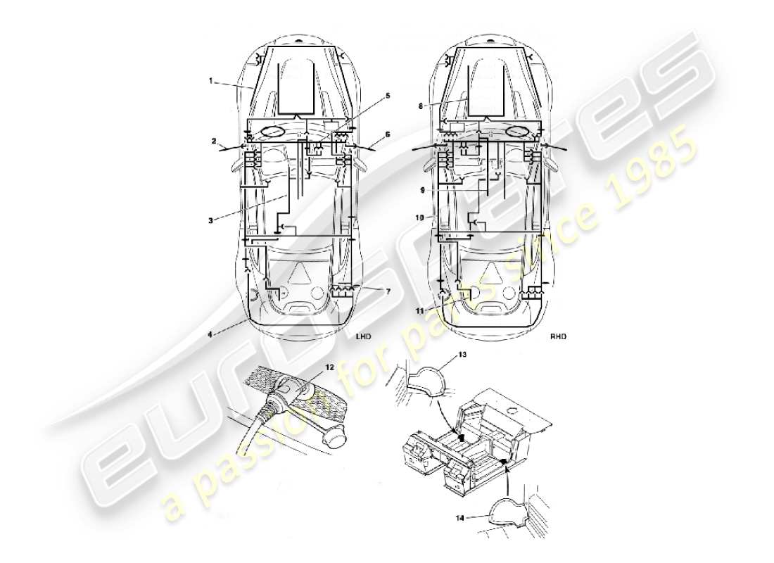 aston martin vanquish (2007) diagramme des pièces des faisceaux
