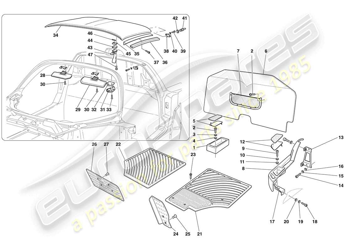 maserati mc12 garniture et accessoires habitacle passagers schéma des pièces