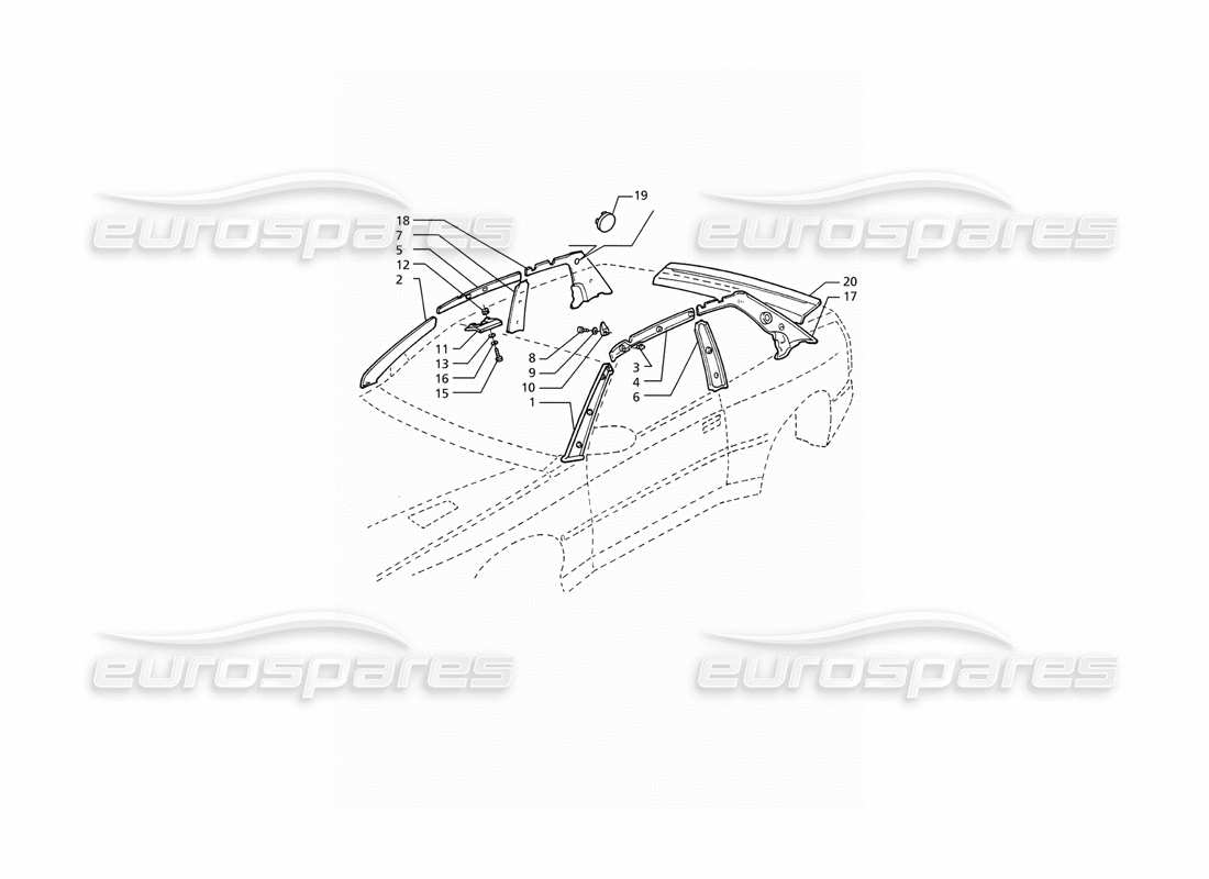 maserati ghibli 2.8 gt (variante) garnitures intérieures : diagramme de pièces des piliers