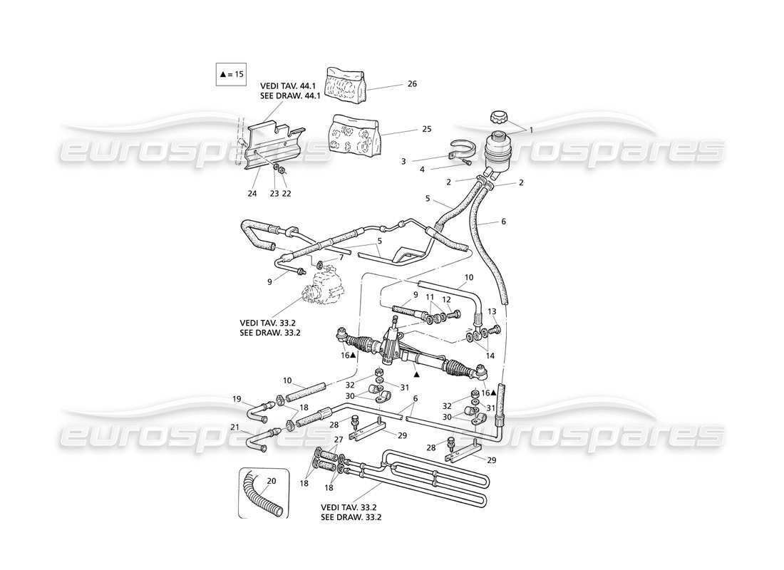 maserati qtp v8 evoluzione schéma des pièces du système de direction assistée (entraînement à droite)
