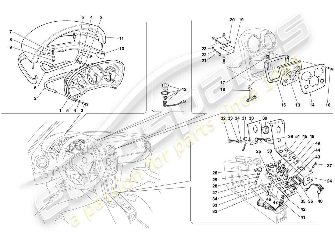 maserati mc12 instruments du tableau de bord schéma des pièces