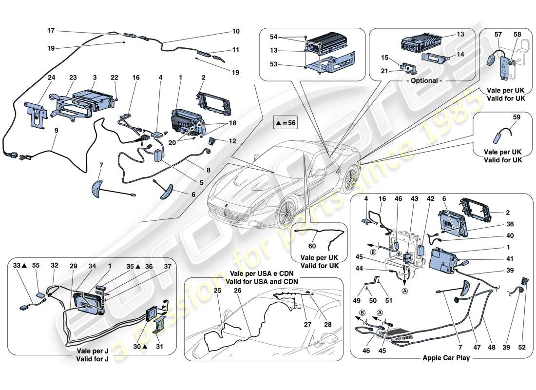 ferrari california t (usa) système d'infodivertissement schéma des pièces