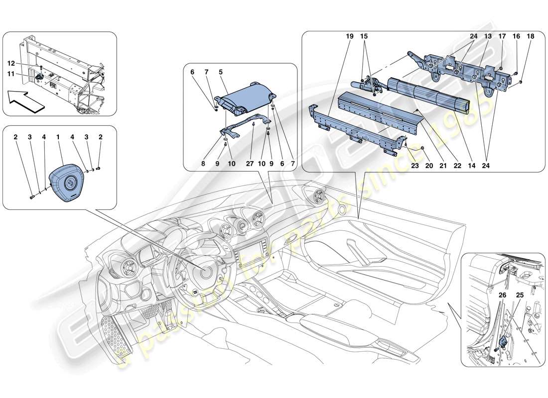 ferrari california t (usa) diagramme des pièces des airbags