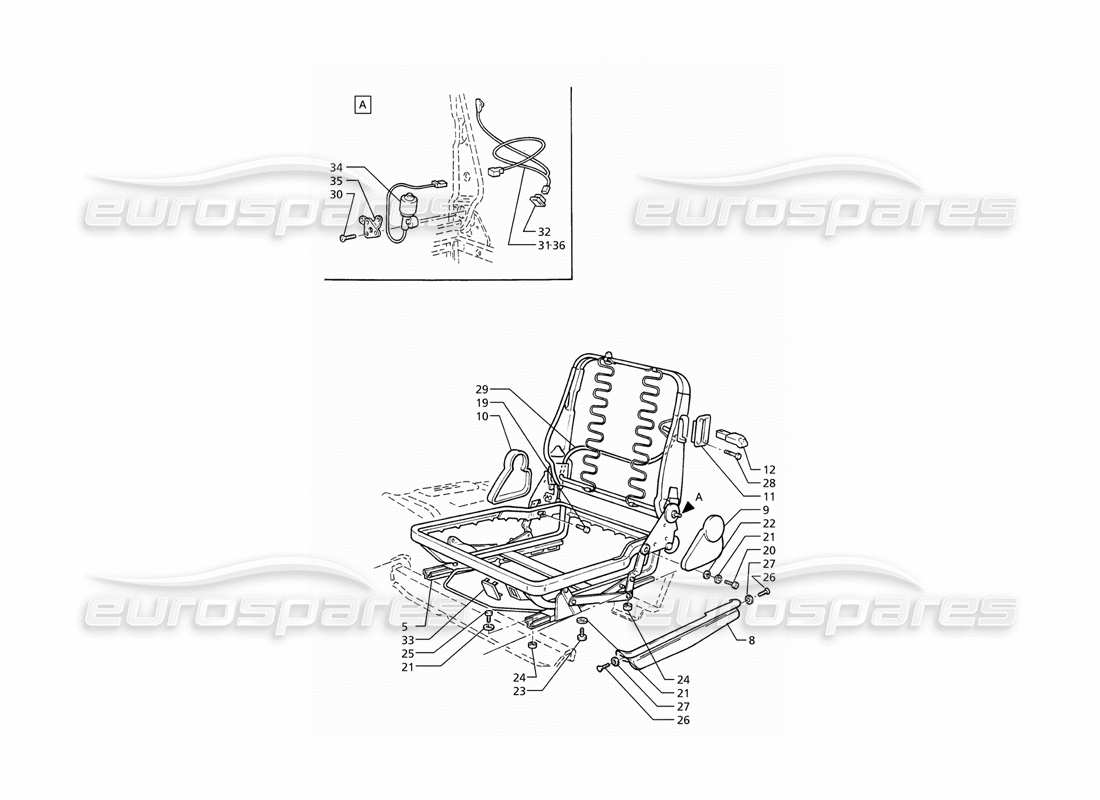 maserati ghibli 2.8 (abs) structure des sièges avant schéma des pièces