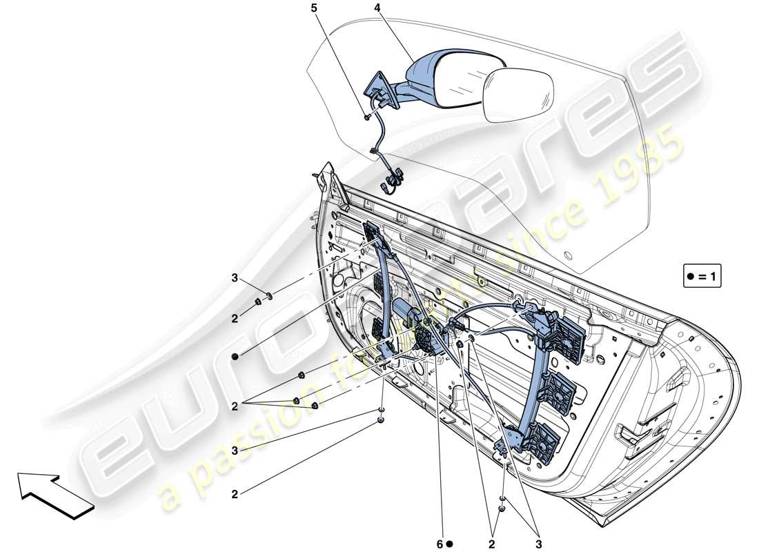 ferrari f12 tdf (usa) portes - lève-glace électrique et rétroviseur arrière schéma des pièces