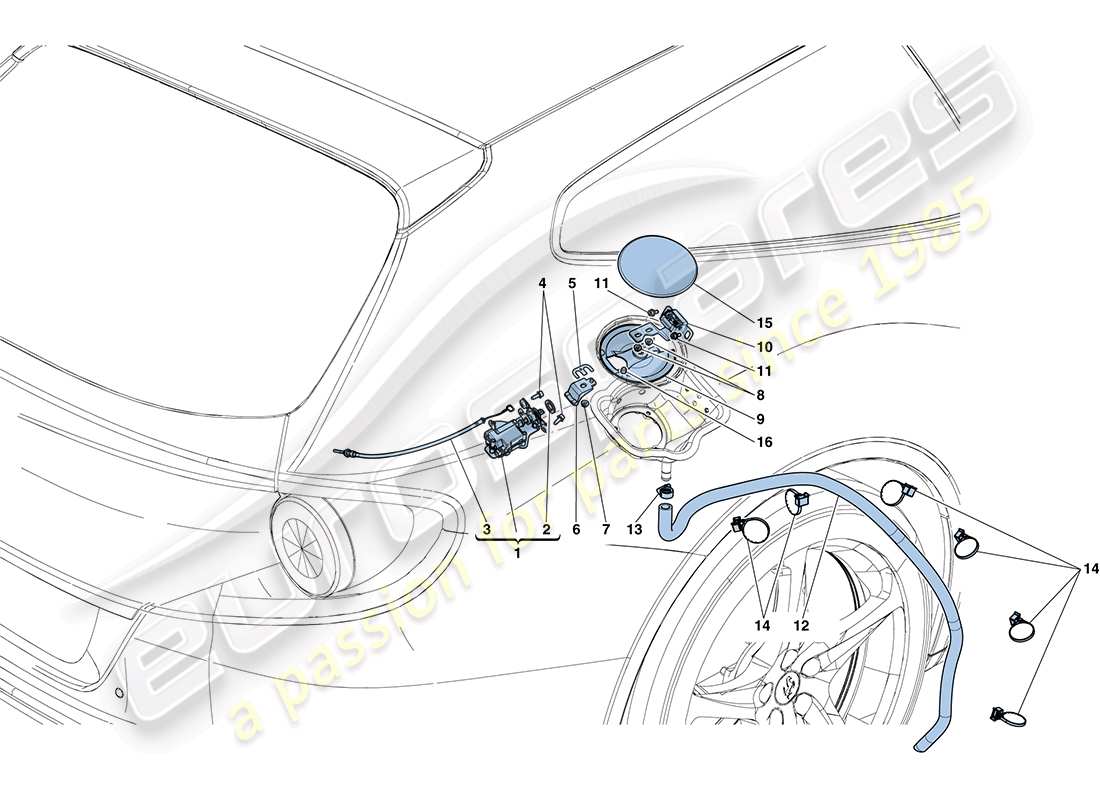 ferrari ff (rhd) trappe de remplissage de carburant et commandes schéma des pièces