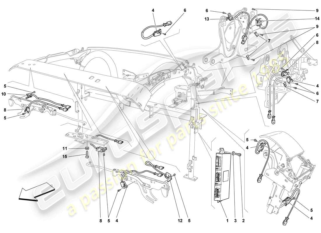 ferrari f430 scuderia (usa) microcommutateur de toit et ecu schéma des pièces