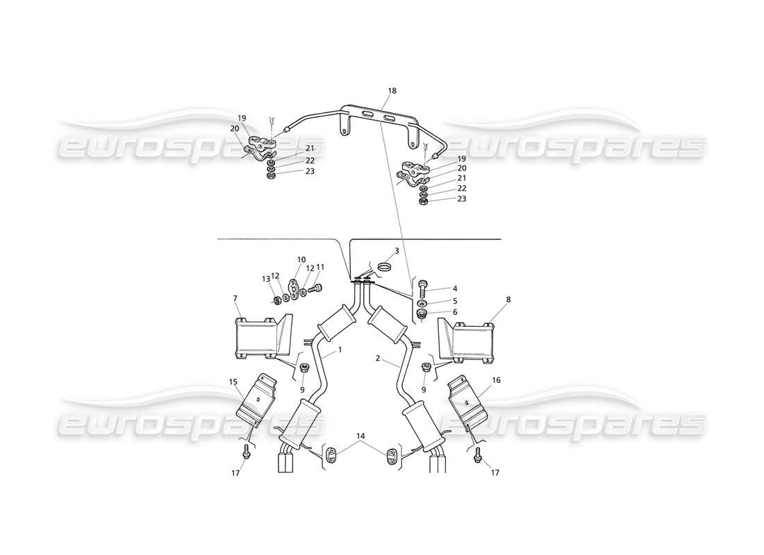 maserati qtp v8 evoluzione système d'échappement arrière schéma des pièces