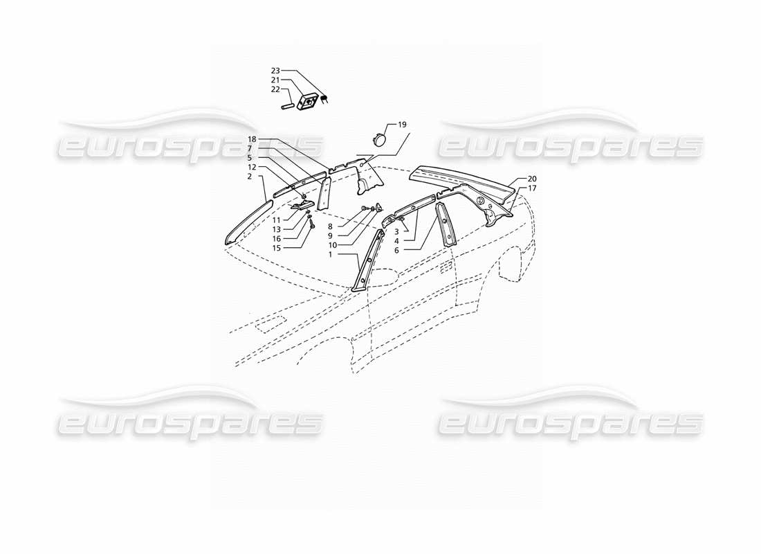 maserati ghibli 2.8 (abs) garnitures intérieures : diagramme de pièces des piliers