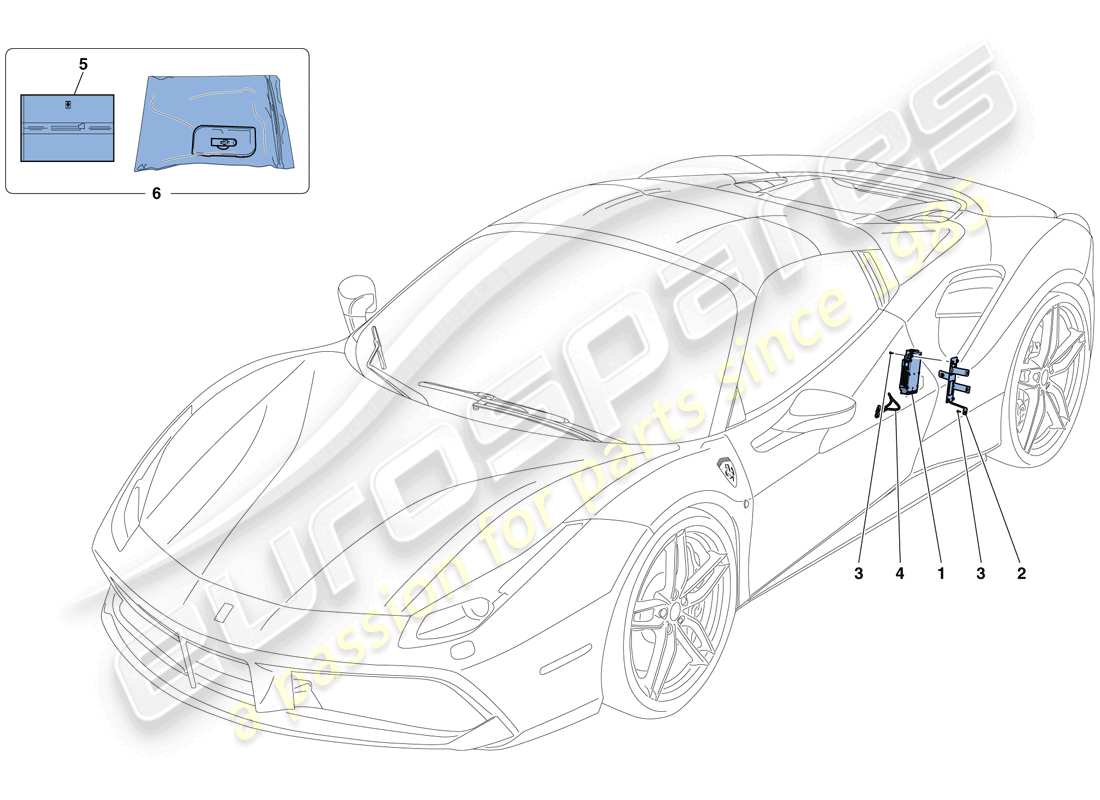 ferrari 488 spider (europe) télémétrie schéma des pièces