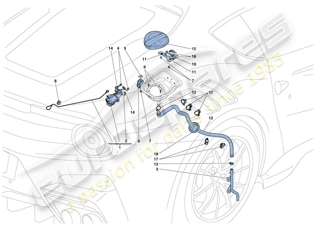 ferrari f12 tdf (usa) trappe de remplissage de carburant et commandes schéma des pièces