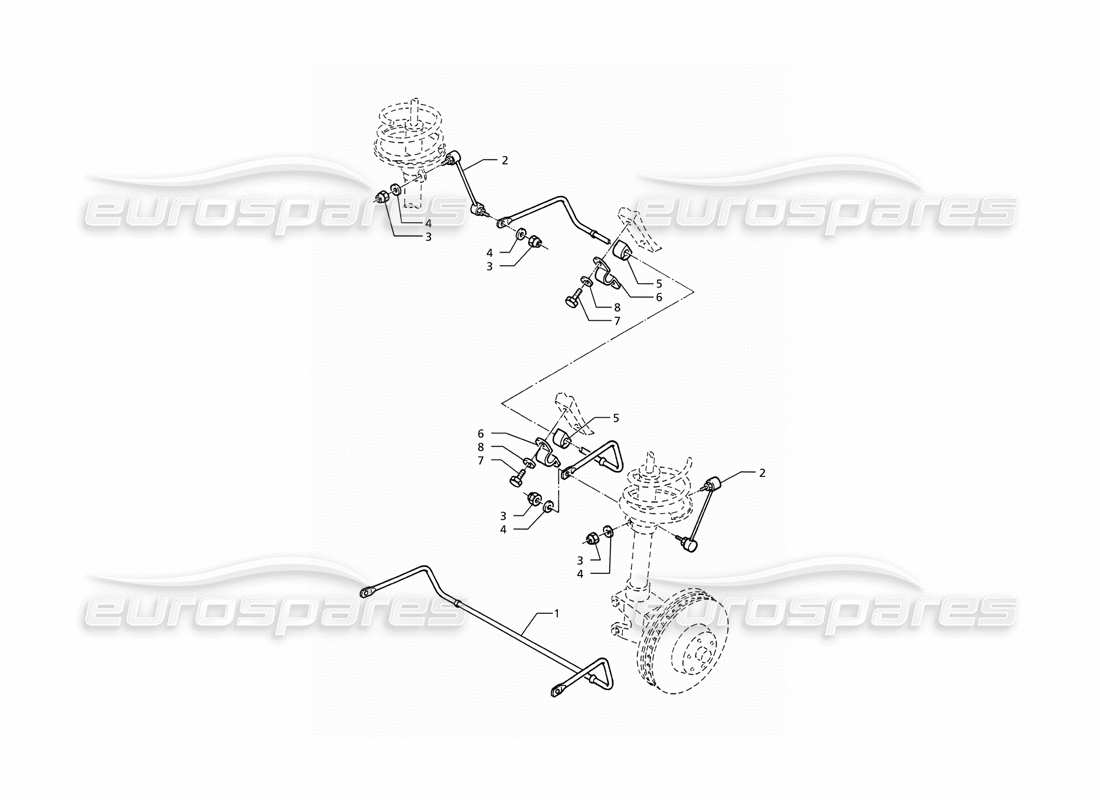 maserati ghibli 2.8 (abs) diagramme des pièces de la barre stabilisatrice