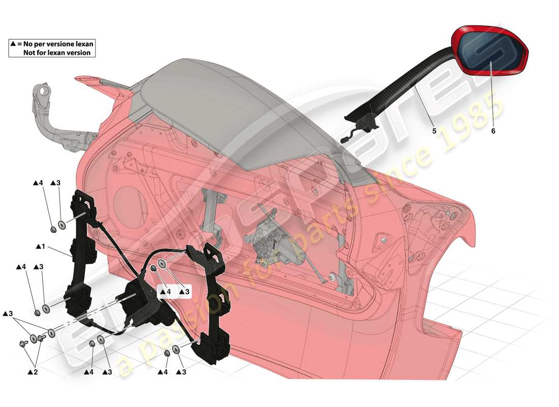 ferrari laferrari (usa) portes - lève-glace électrique et rétroviseur arrière schéma des pièces