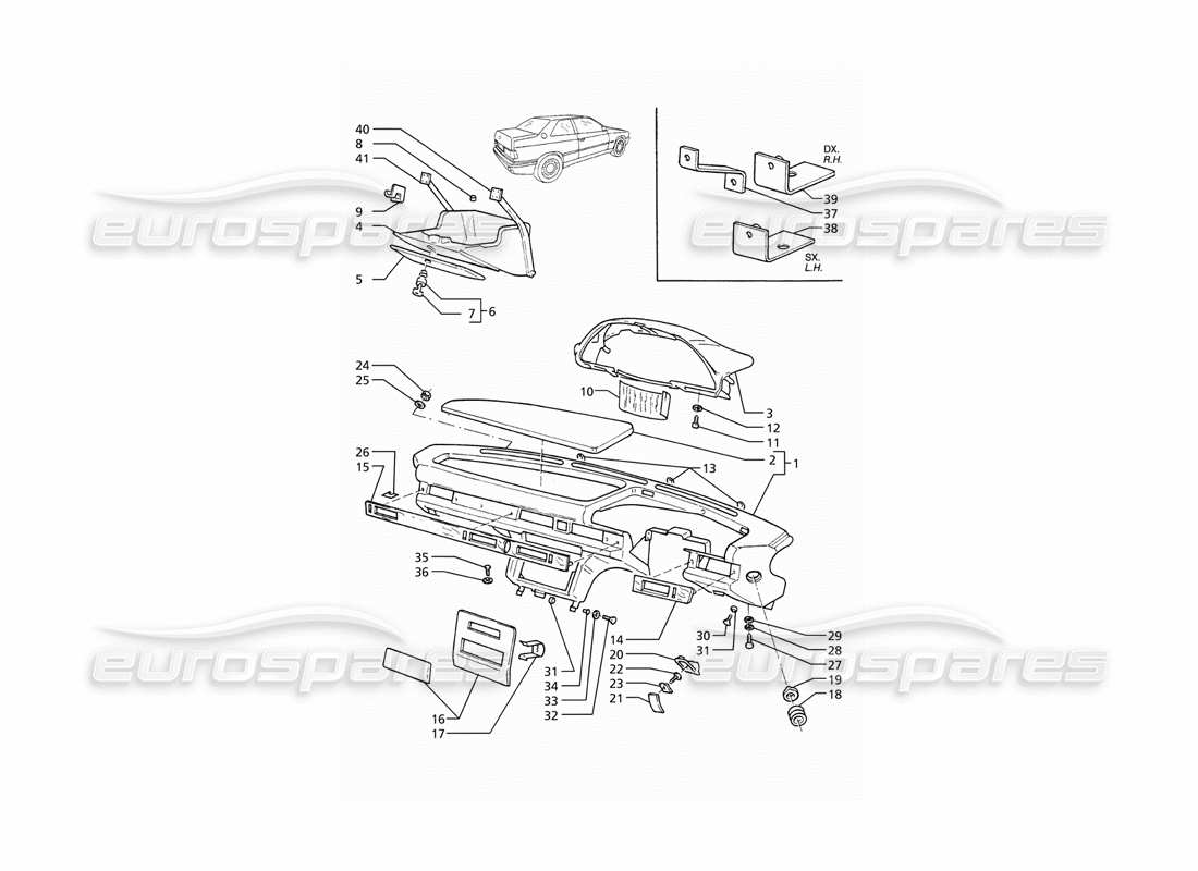 maserati ghibli 2.8 (abs) schéma des pièces du tableau de bord (entraînement droit)