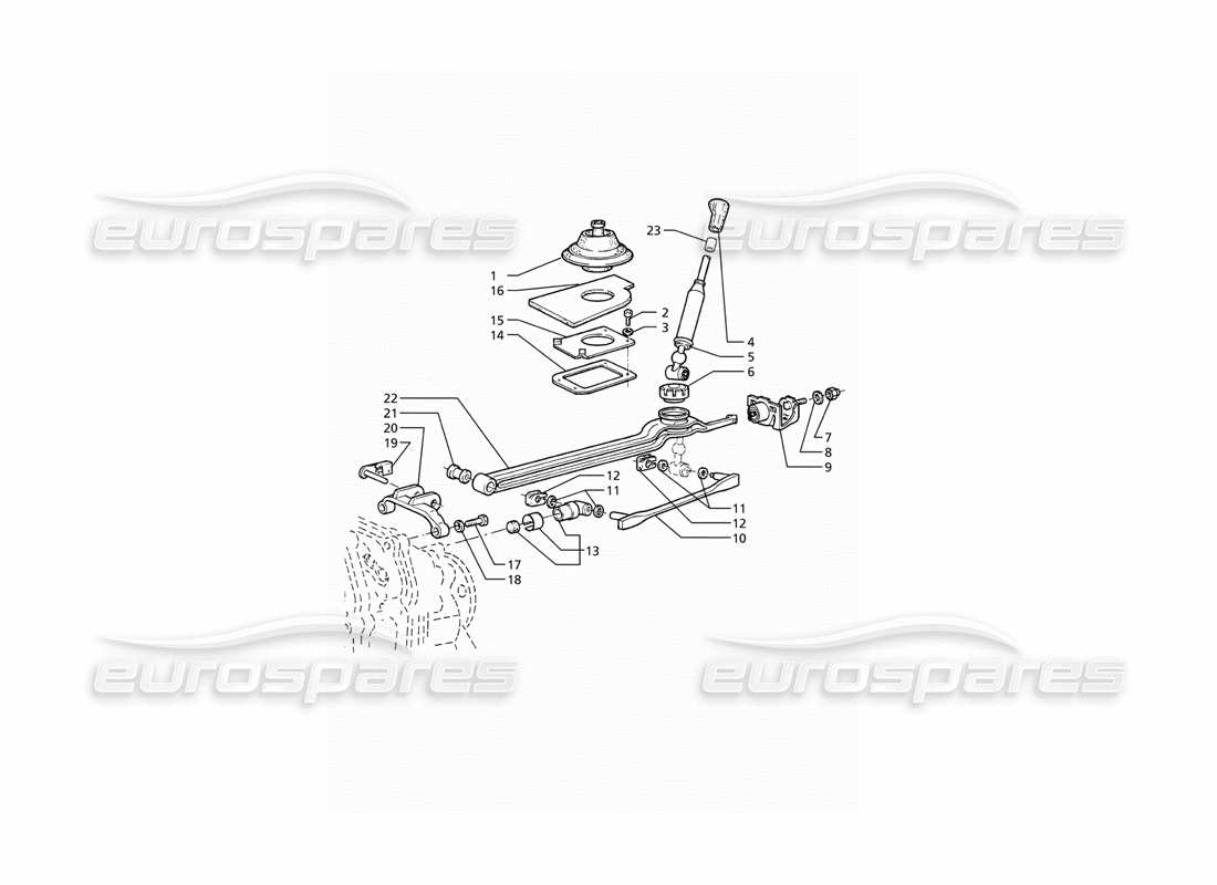 maserati ghibli 2.8 (abs) vitesse de transmission getrag 6 : commandes extérieures schéma des pièces