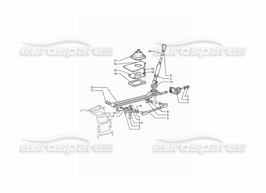 maserati ghibli 2.8 (abs) vitesse de transmission getrag 5 : diagramme de pièces des commandes extérieures