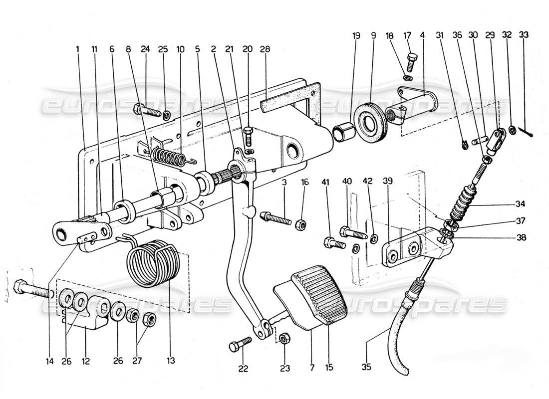 ferrari 365 gtc4 (mechanical) pédale d'embrayage - révision (lhd) schéma des pièces