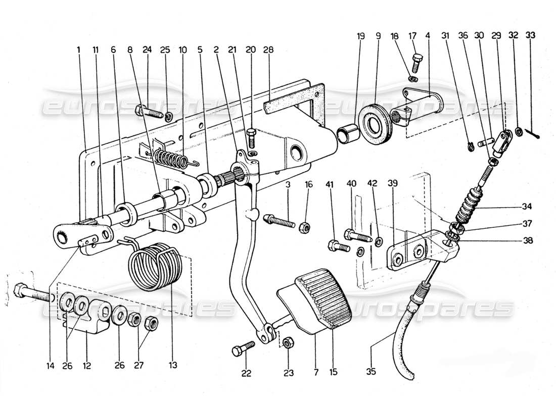 ferrari 365 gtc4 (mechanical) pédale d'embrayage - révision (lhd) schéma des pièces