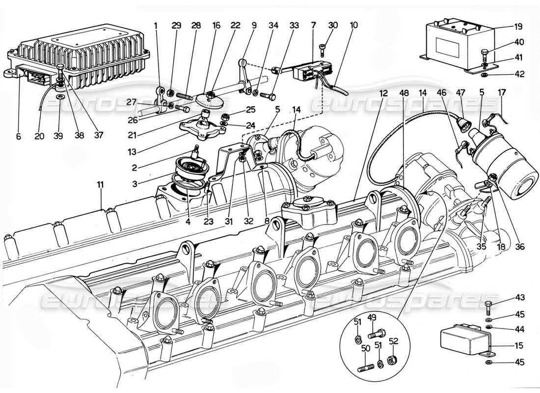 ferrari 365 gtc4 (mechanical) allumage électronique - schéma des pièces de révision