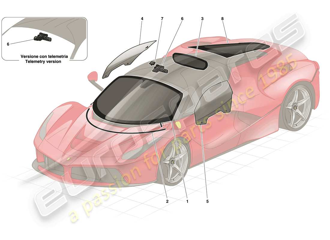 ferrari laferrari (europe) fenêtres et écrans schéma des pièces