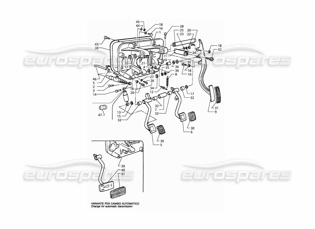 maserati qtp. 3.2 v8 (1999) ensemble pédale embrayage pompe pour entraînement droit (mt et at) schéma des pièces