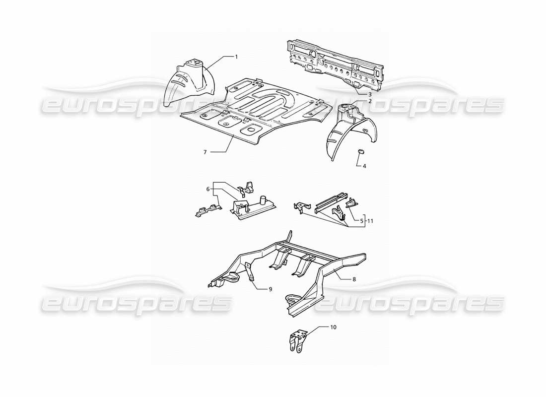 maserati ghibli 2.8 (abs) coque de carrosserie : diagramme de pièces des panneaux intérieurs