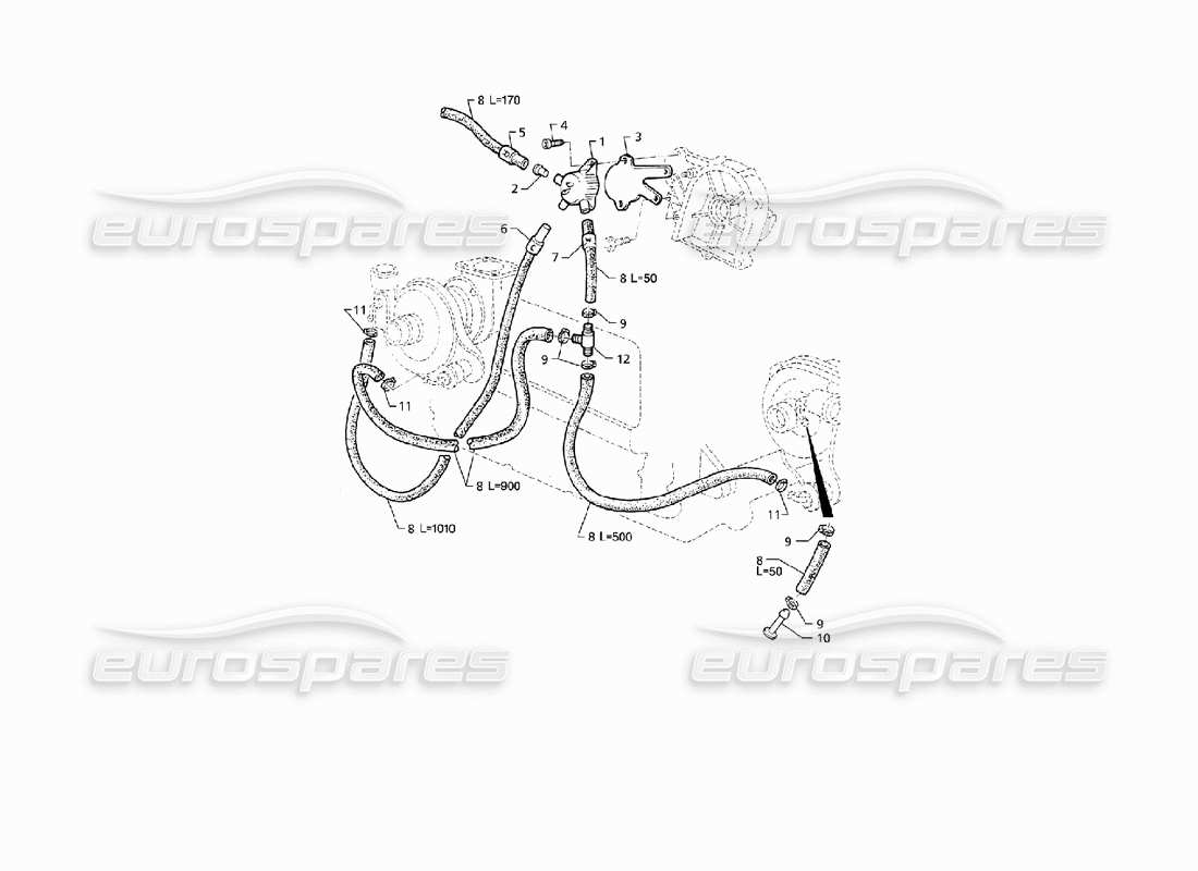 maserati qtp v8 (1998) système de contrôle de suralimentation schéma des pièces