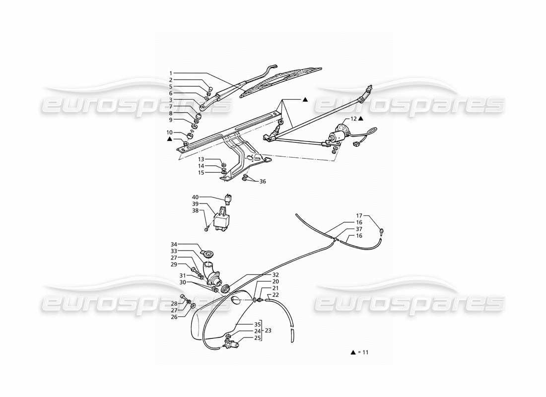 maserati ghibli 2.8 (abs) schéma des pièces du lave-glace d' rondelle -glace (entraînement droit)