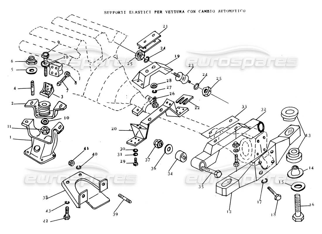 lamborghini espada supports et supports de boîte de vitesses automatique schéma des pièces