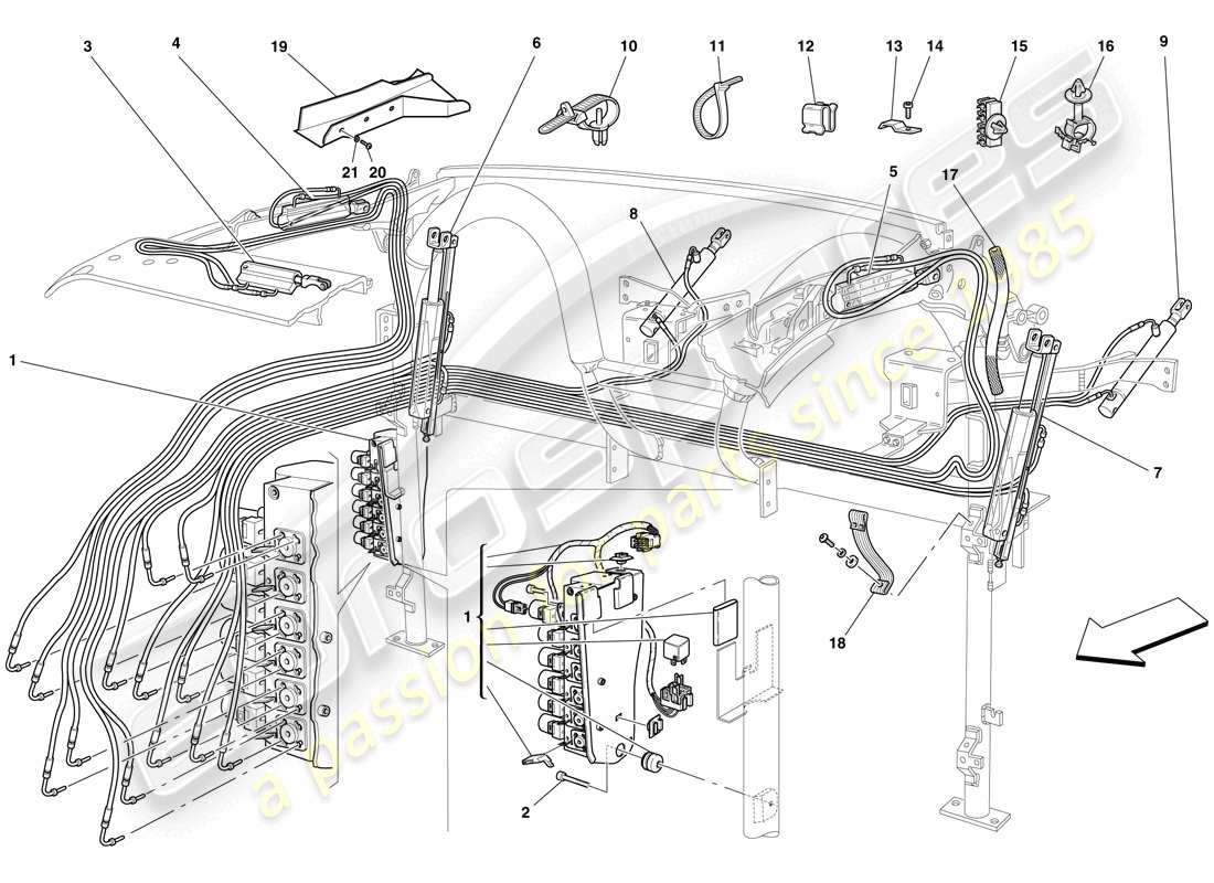 ferrari f430 spider (europe) système hydraulique et unité de pompe électrohydraulique schéma des pièces