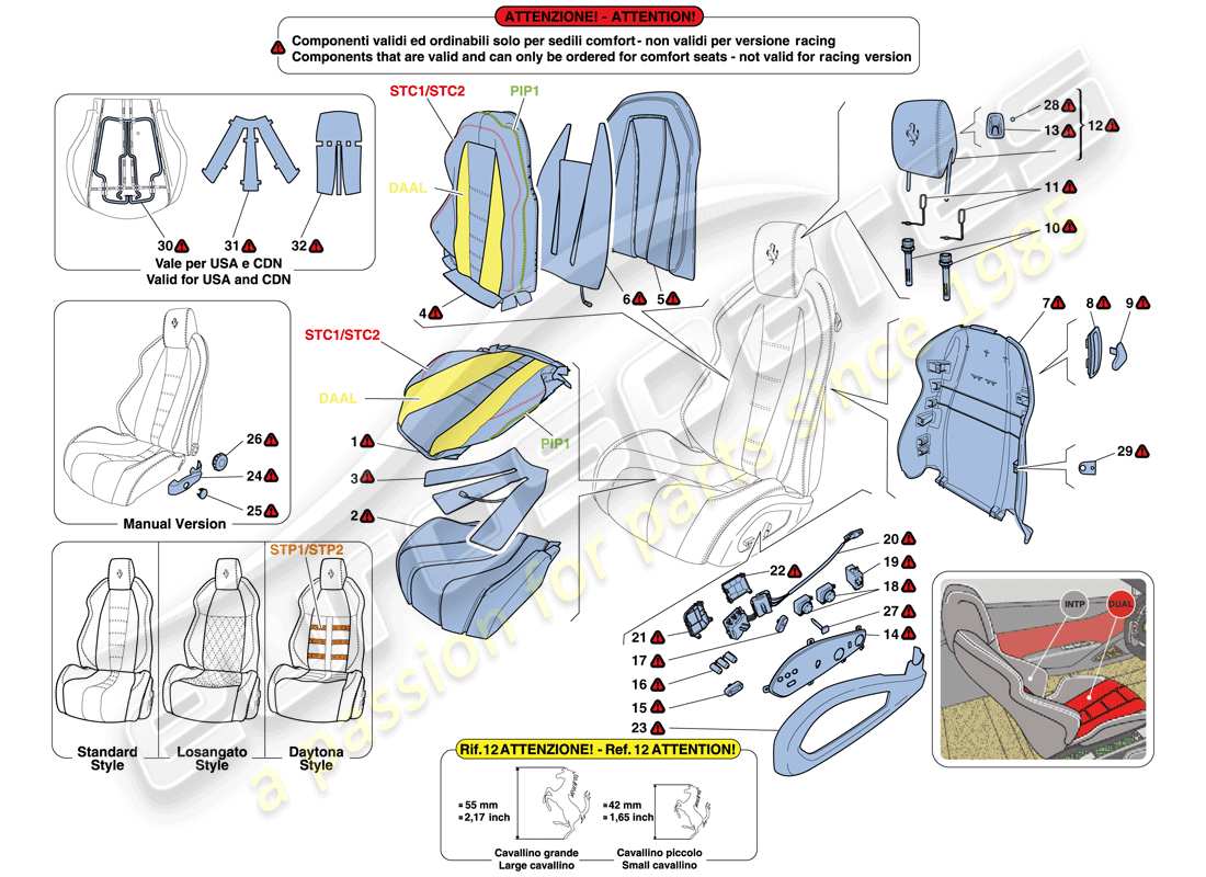 ferrari 458 spider (rhd) sièges - revêtements et accessoires vue partielle