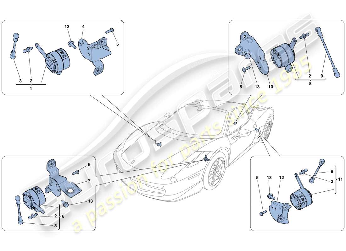 ferrari 458 italia (usa) gestion électronique (suspension) schéma des pièces