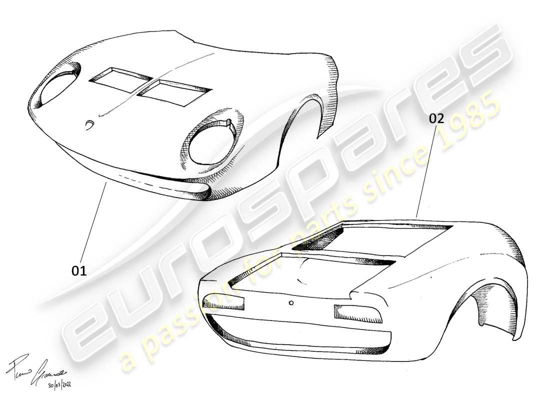 lamborghini miura p400s corps schéma des pièces