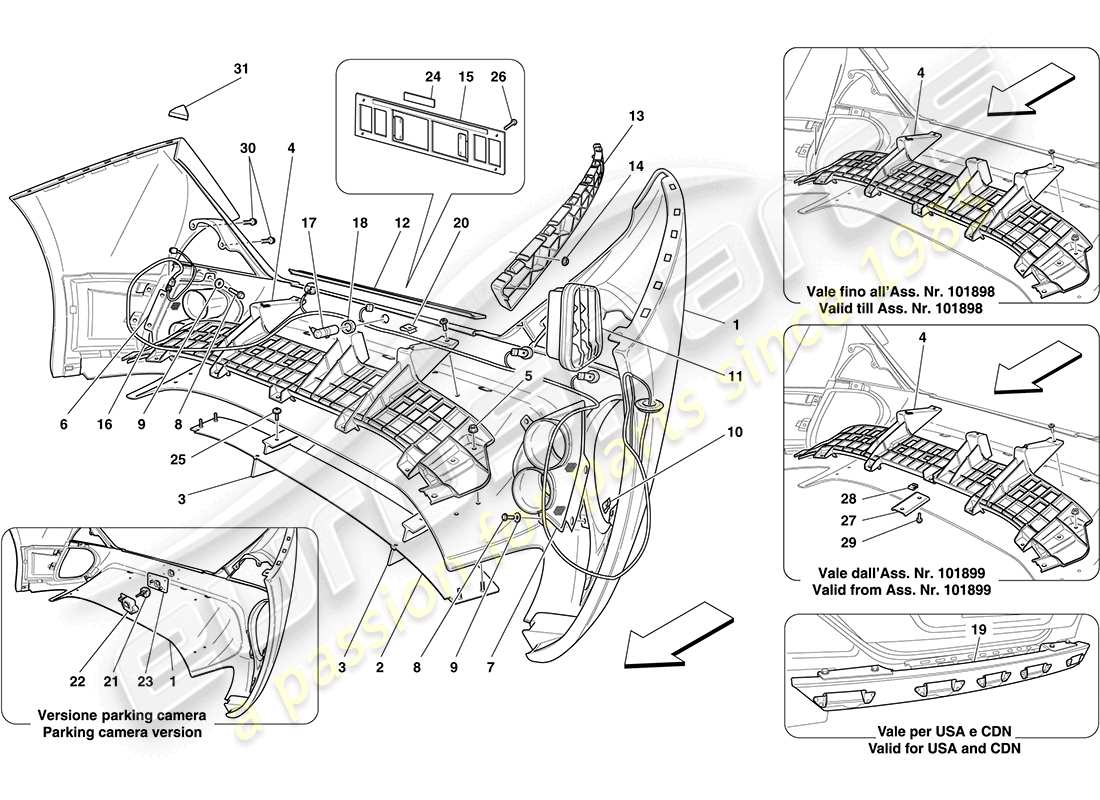 ferrari california (usa) pare-chocs arrière schéma des pièces