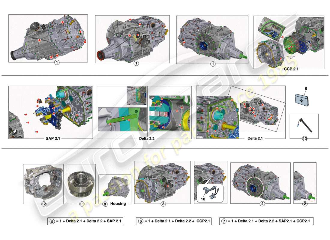 ferrari f12 berlinetta (europe) kit de réparation de boîte de vitesses schéma des pièces