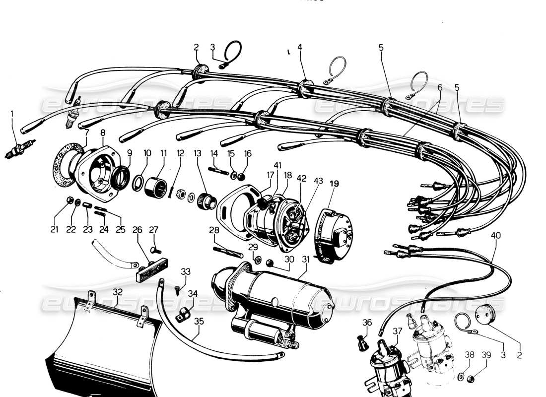 lamborghini espada électricité et distribution série iii schéma des pièces