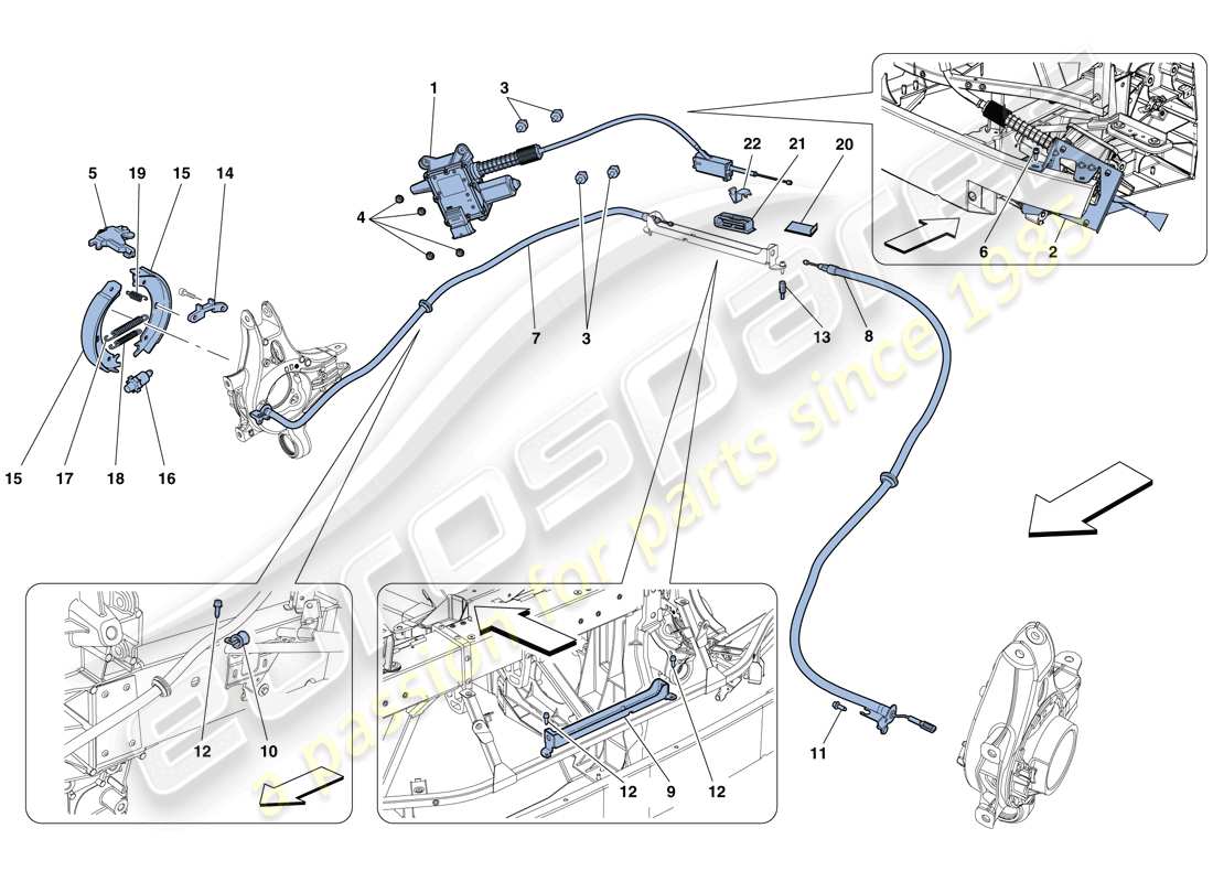 ferrari 458 spider (rhd) commande du frein de stationnement schéma des pièces