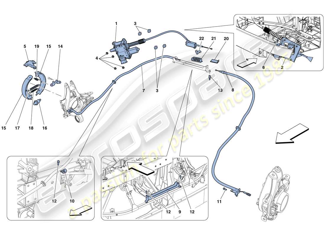 ferrari 458 spider (rhd) commande de frein de stationnement schéma des pièces